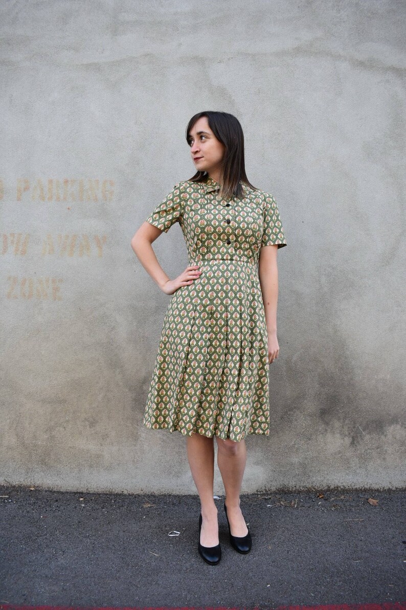 green patterned dress