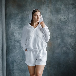 Linen hoodie,Womens linen shorts,Custom hoodie,Linen shorts,Linen top,Plus size shorts,Womens organic shorts,Long sleeve linen tops,Hoodie