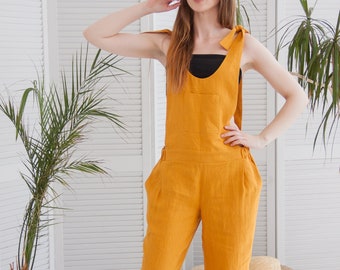 Linen overalls women, Linen overall jumpsuit, linen romper women. Pinafore linen romper, Summer linen romper, Casual linen overall