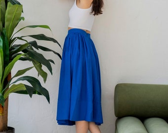 Blue linen skirt, A-line skirt, High waisted skirt for women, Summer skirts midi, Long linen skirts for women, Loose skirt, Beach skirts