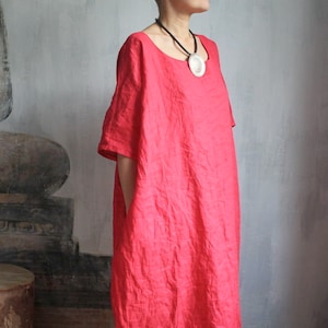 Oversized Dresslong Red Dresslinen Dressesred Linen - Etsy
