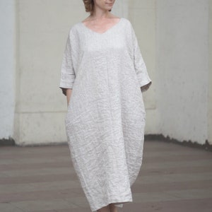 Organic linen dress,White linen dress,Loose linen dress,Linen maxi dress,Oversized dress,Flax dress,Linen dress woman,Gray linen dress