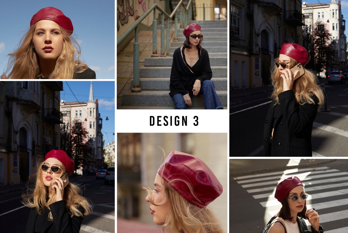 Red Leather Beret Burgundy Beret Red Beret for Women French Etsy