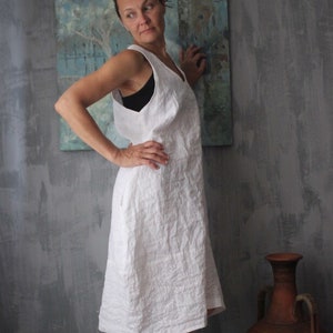 White linen dress,Linen maxi dress,Swing dress,Linen maxi dress,Organic linen dress,Plus size tunic,Linen tunic dress,Long linen dress image 2
