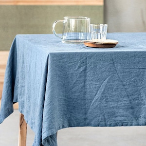 Vintage linen tablecloth, Rustic table cloth, Table cover, Round tablecloth, Linen table cloth,Tablecloth round,Large linen tablecloth image 8