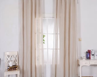 Cortinas de lino para salón, Cortinas de lino natural, Cortinas de lino beige, Cortinas de lino largas, Cortinas de lino para dormitorio, Cortinas de lujo