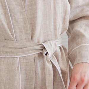 Natural washed Linen bathrobe, Long linen barthrobe, Linen robe with pockets, Linen kimono robe, Oversized linen robe, Plus size linen robe image 8