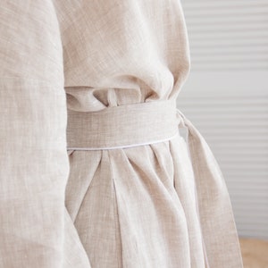 Natural washed Linen bathrobe, Long linen barthrobe, Linen robe with pockets, Linen kimono robe, Oversized linen robe, Plus size linen robe image 7