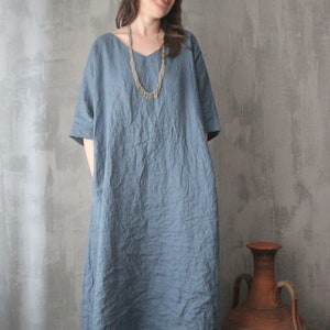 Linen dress plus size,Long linen dress,Loose linen dress,Blue maxi dress,Linen maxi dress,Light blue dress,Oversized dress,Linen tunic