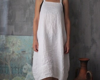 Linen dress with pockets, White linen dress, Natural linen dress, Cotton linen dress, Linen dress sleeveless, Summer linen dress