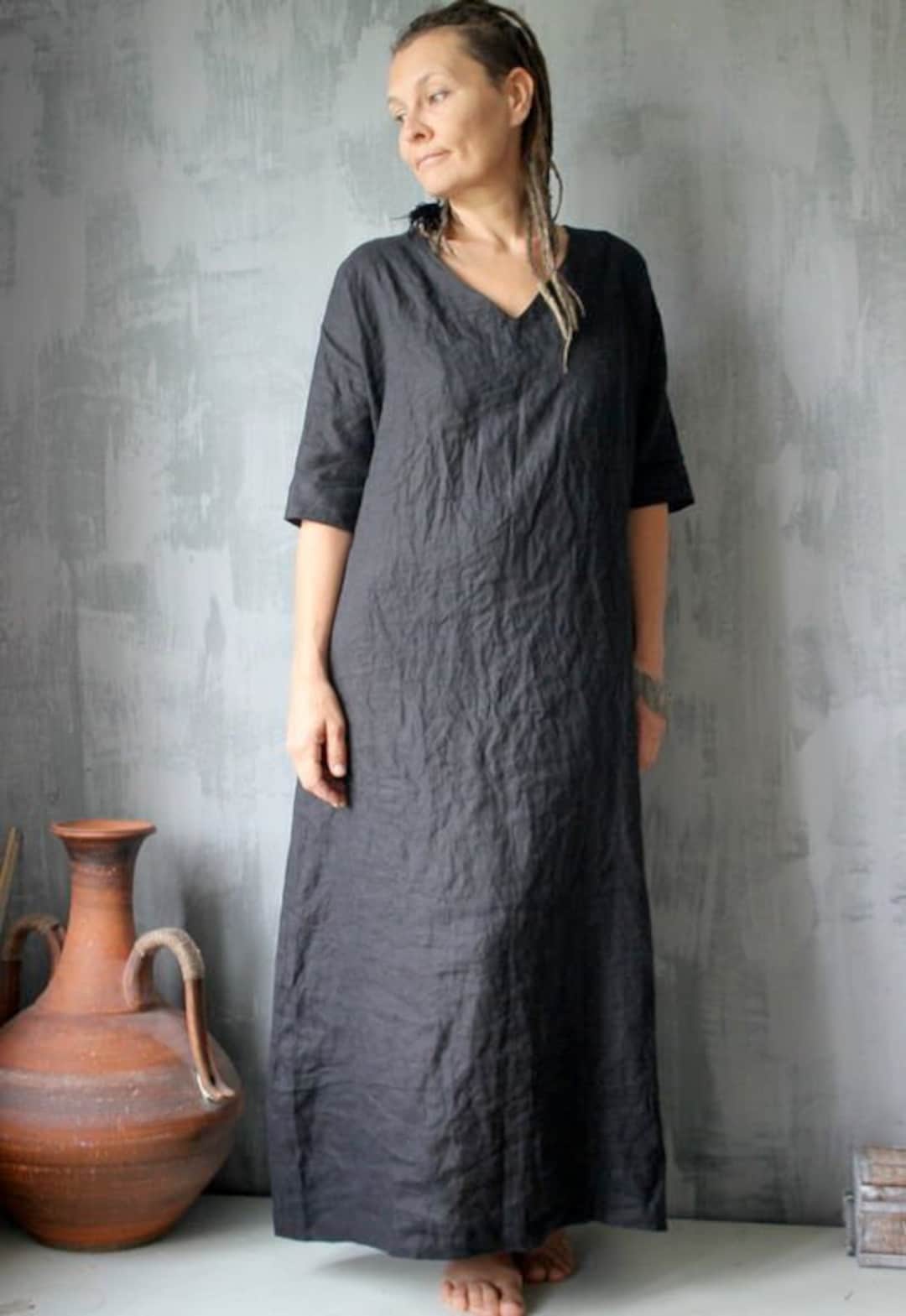 Black Linen Dress for Women, Black Maxi Dress, Linen Summer Dress ...