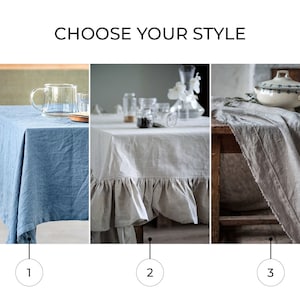 Vintage linen tablecloth, Rustic table cloth, Table cover, Round tablecloth, Linen table cloth,Tablecloth round,Large linen tablecloth image 3