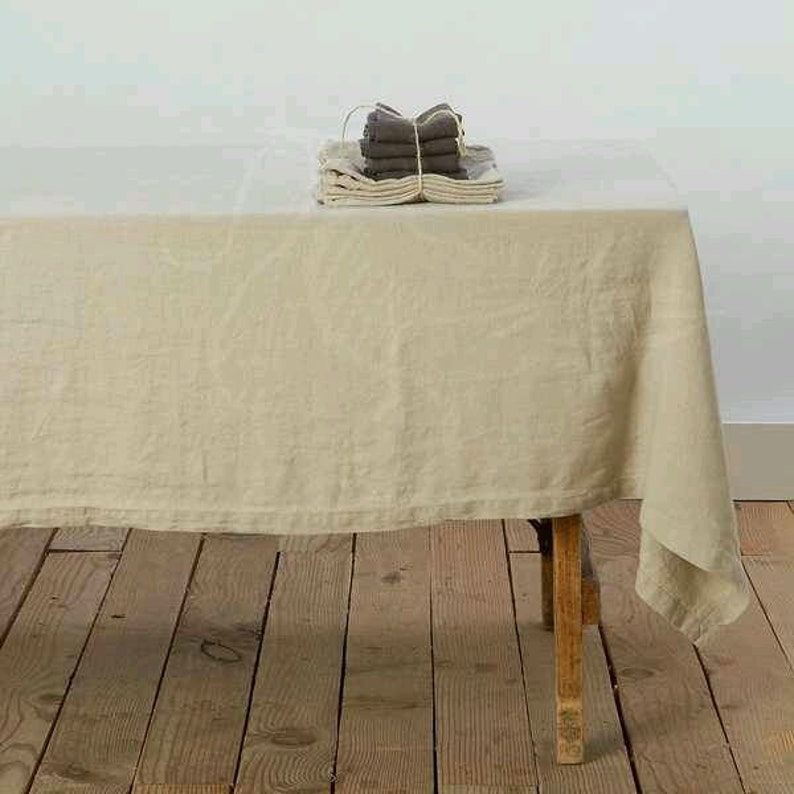 Vintage linen tablecloth, Rustic table cloth, Table cover, Round tablecloth, Linen table cloth,Tablecloth round,Large linen tablecloth image 9