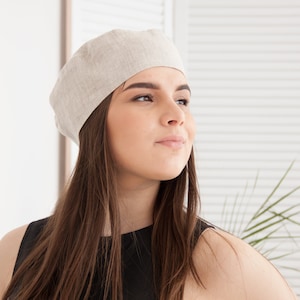 Linen beret,Berets for women,French beret,White beret,Summer beret,Mini beret