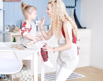 Tablier en lin dos croisé, Tabliers pour femmes, Tablier pour enfants, Tablier personnalisé, Tablier taille Plus, Tablier dos croisé, Tabliers pour femmes avec poche, Tablier enfant