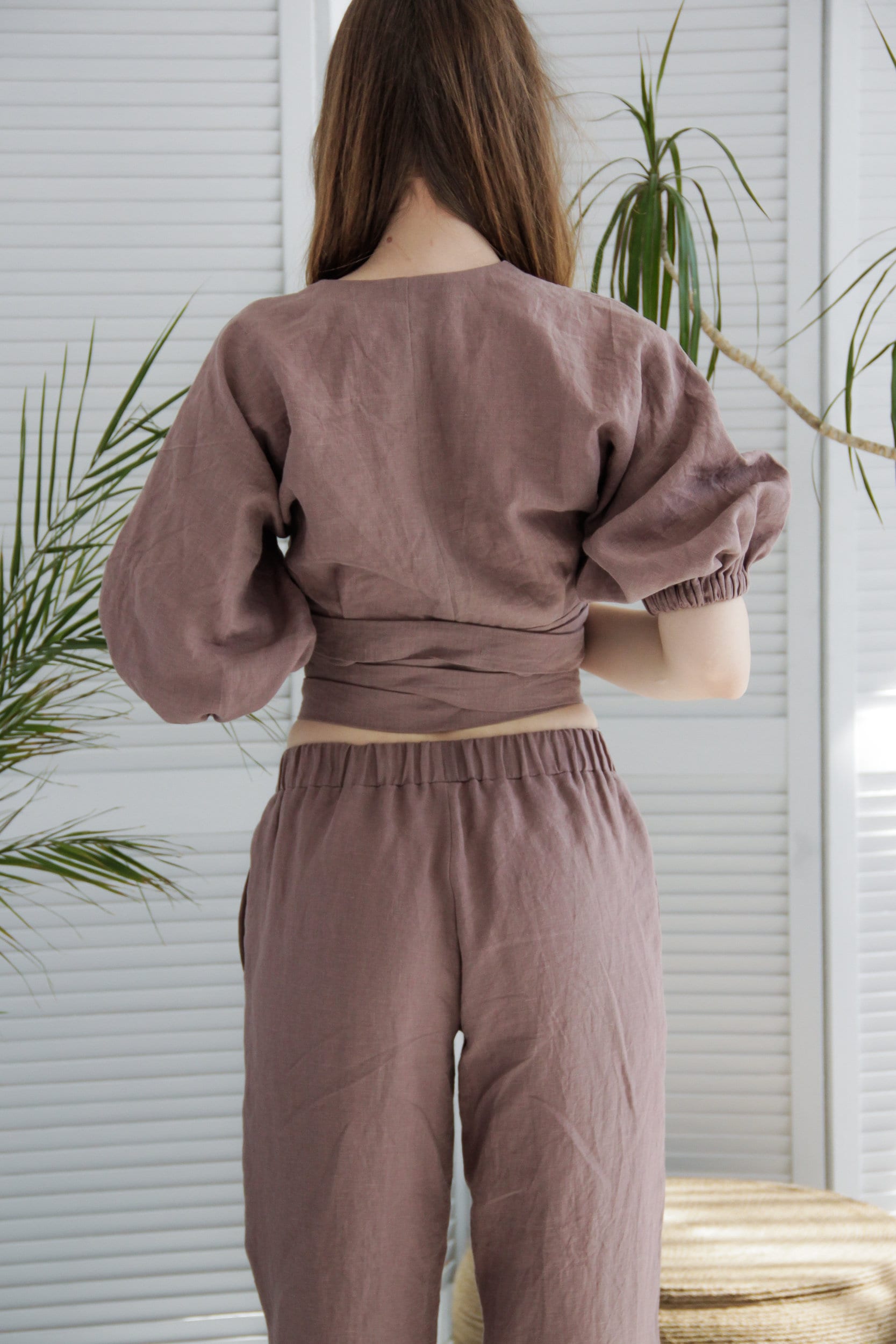 Linen Two Piece Set Linen Suit Women Crop Top and Pants Set Etsy UK
