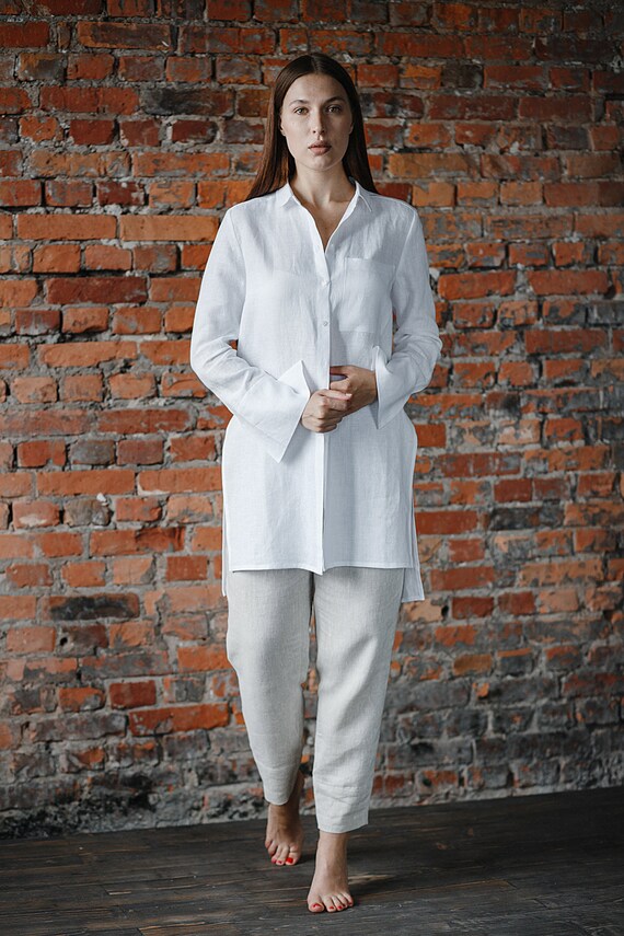 Camisa lino organico Top lino mujer Camisa lino mujer tallas grandes Blusa lino Blusa top organico Camisas mujer Tops lino manga larga Etsy Mexico
