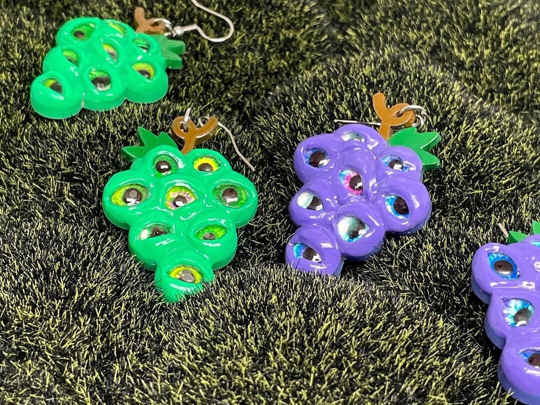 Evil Eyes and Grape Vines Earrings / Monster Grapes - Etsy