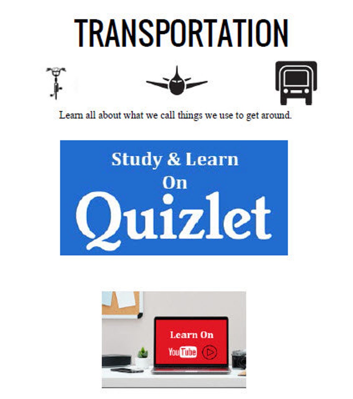 Printable Transportation Vocabulary Worksheets for ESL EFL Etsy