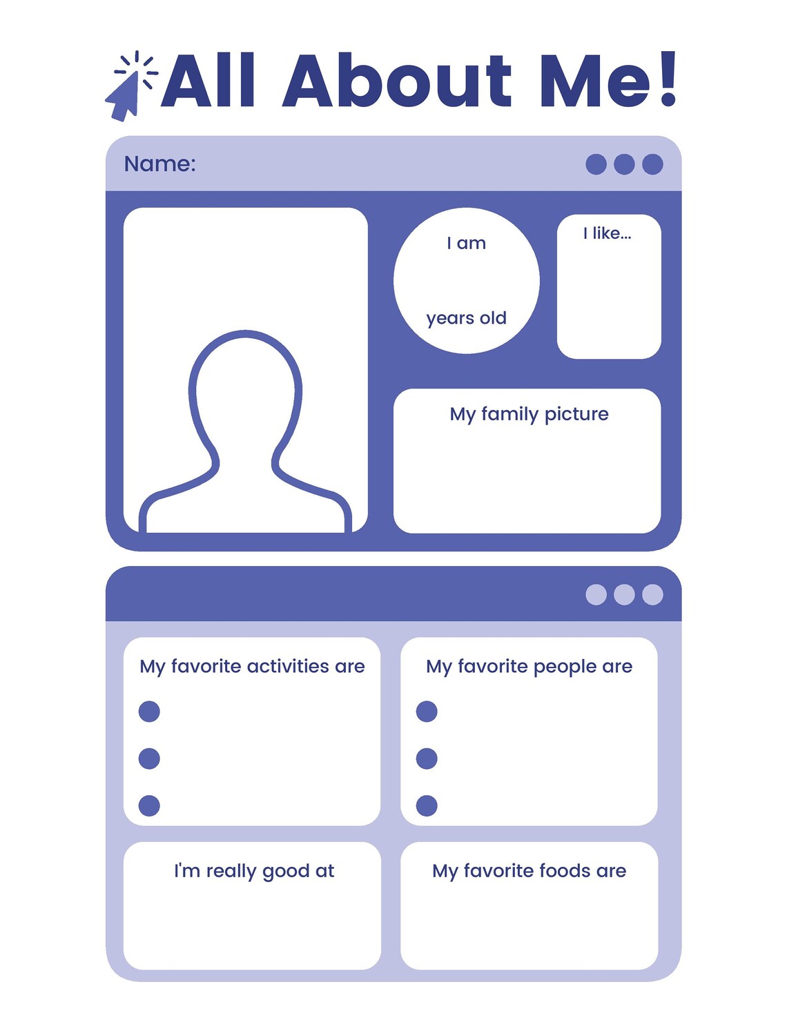 Facebook Fakebook Profile Writing Template. Educational | Etsy