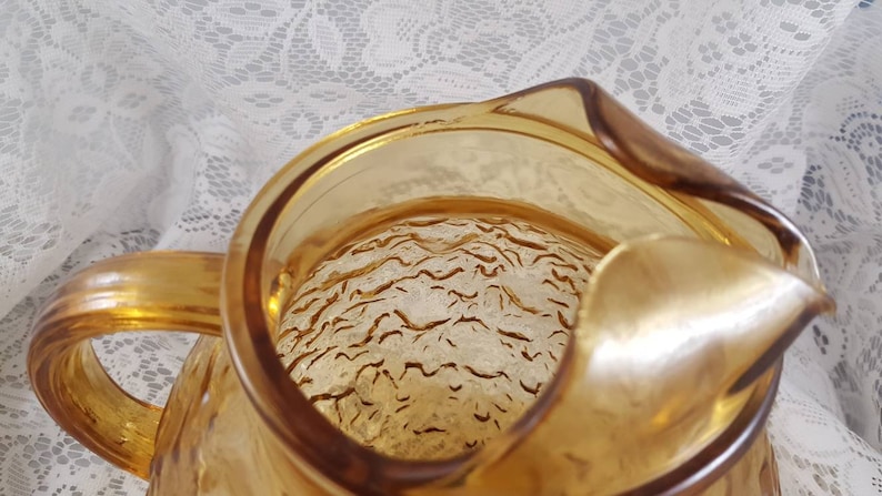 Vintage amber pebbled Anchor Hocking pitcher