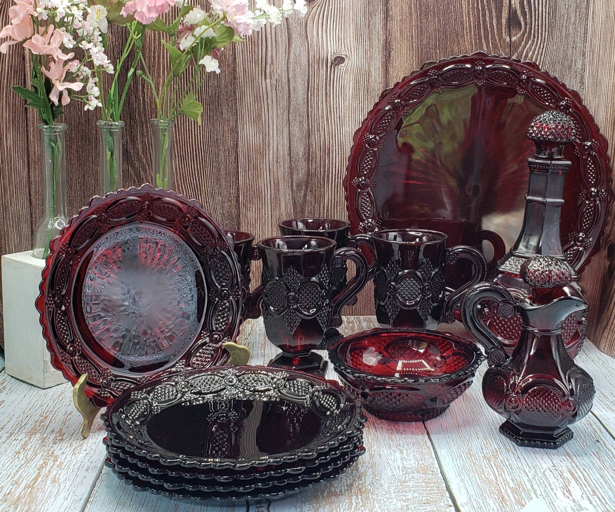 Vintage Avon 1876 Cape Cod Ruby Red Collection - Etsy