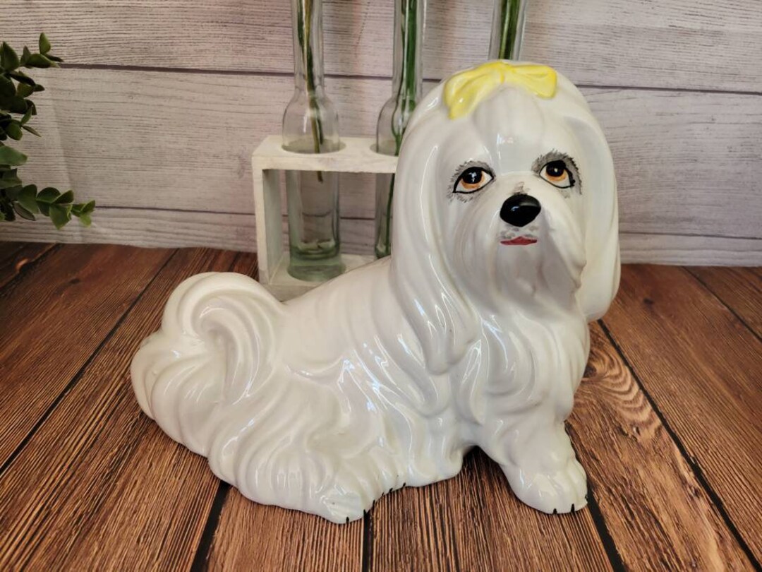 Vintage Italian Ceramic Maltese Dog Figurine Etsy