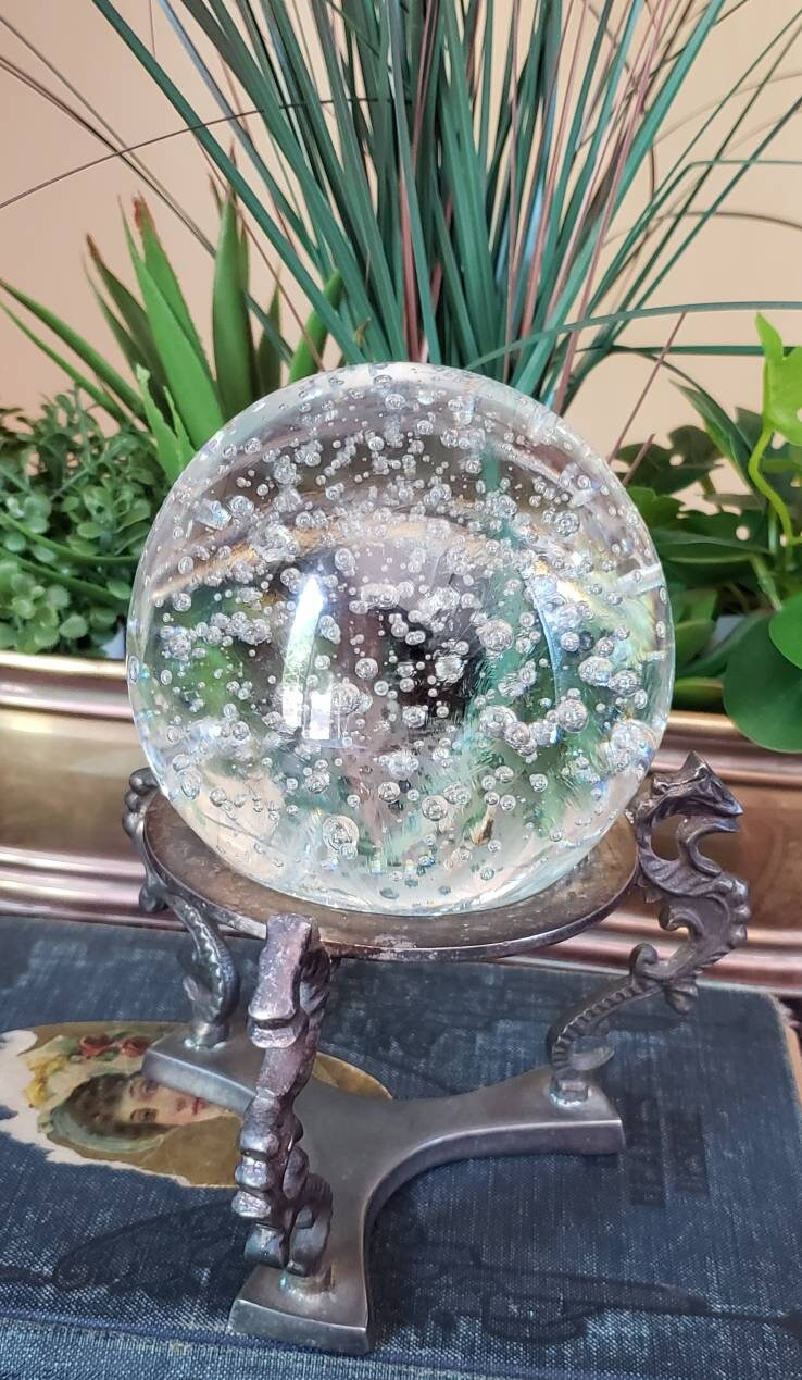 Vintage silverplated crystal ball holder. Etsy