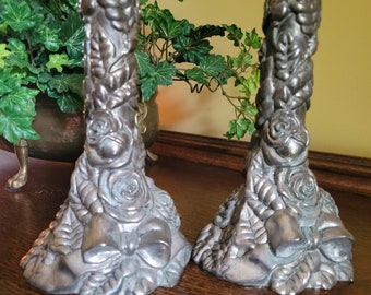 Wm A Rogers Silver Candle Holders Set of 2 Vintage Candlestick Holders