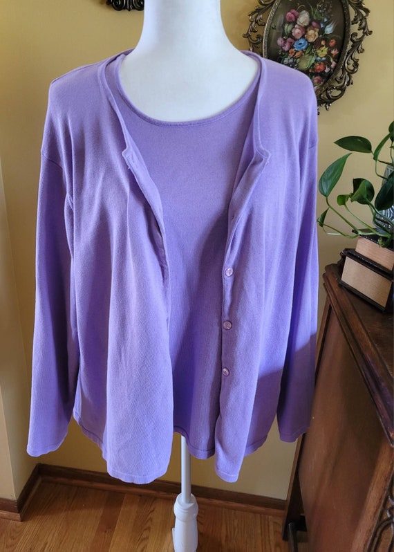 Talbots lavender cotton two-piece sweater set. - image 2