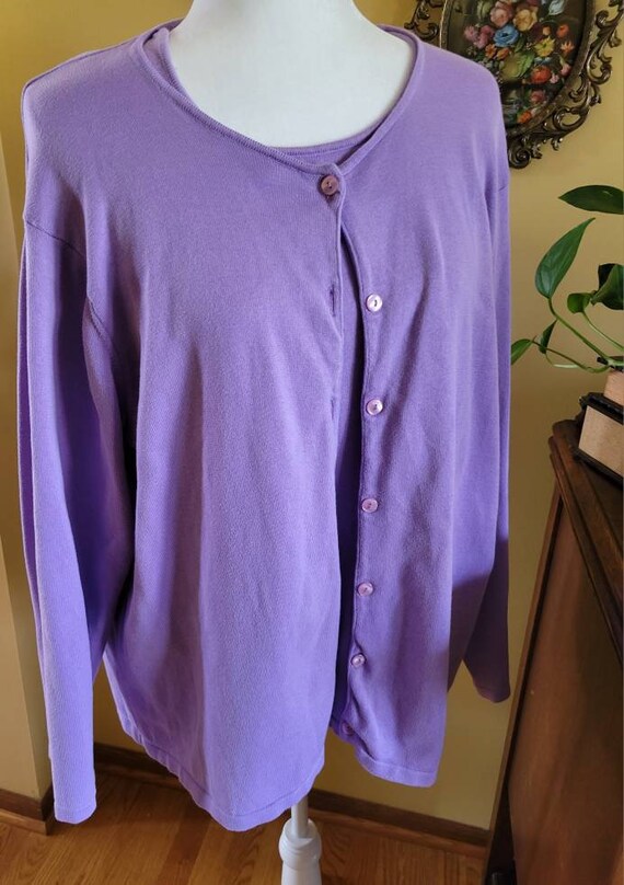 Talbots lavender cotton two-piece sweater set. - image 1