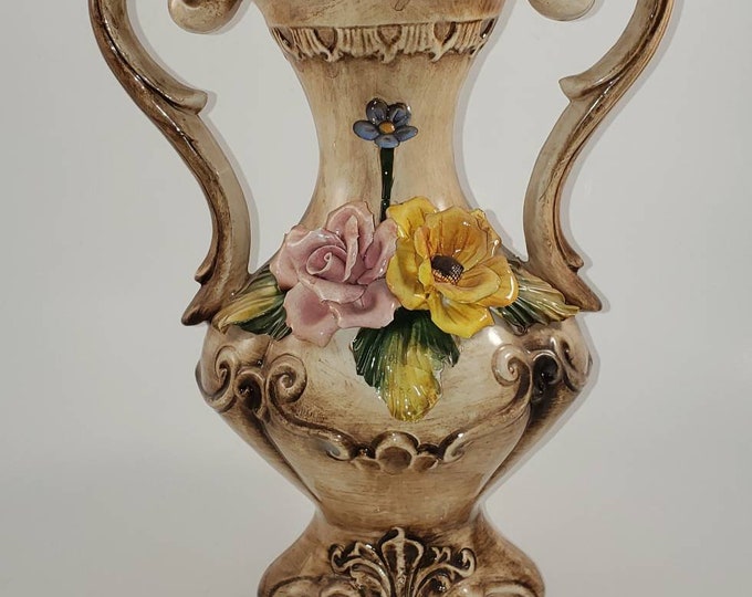 Vintage Capodimonte Vase With Applied Flowers Etsy