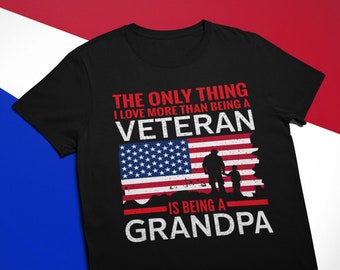 Camisa de abuelo veterano, camiseta de abuelo de EE. UU., Amar más que ser veterano es ser camisa de abuelo, camisa de regalo de abuelo para él, camiseta de bandera de EE. UU.