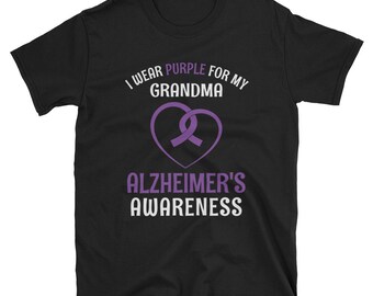 Alzheimers Awareness TShirt, I wear purple for my grandma shirt, spread awareness tee ribbon heart disease aware ribbon unisex shirt
