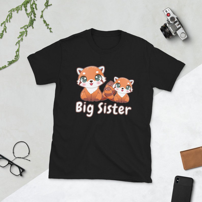 Red Panda Big Sister Shirt, I'm going to Be a Big Sister Bear Cat Tee Shirt with Name Big Sister, Pregnancy Announcement Baby Sibling Tee image 1