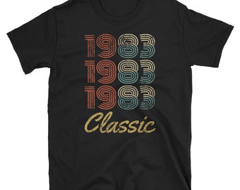 Vintage 1983 Camiseta clásica, Regalo de cumpleaños número 36, Camisa de 36 años, Camiseta retro angustiada, Camiseta nacida en 1983, Regalo de la vieja escuela, Camiseta unisex