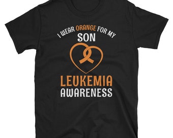 Leukemia Cancer Awareness TShirt, I wear orange for my son shirt, spread awareness tee ribbon heart cancer aware ribbon unisex shirt