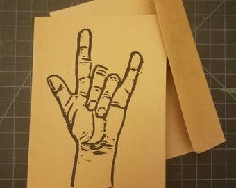 Set of 5 Hand-printed Cards - ASL "I love you."