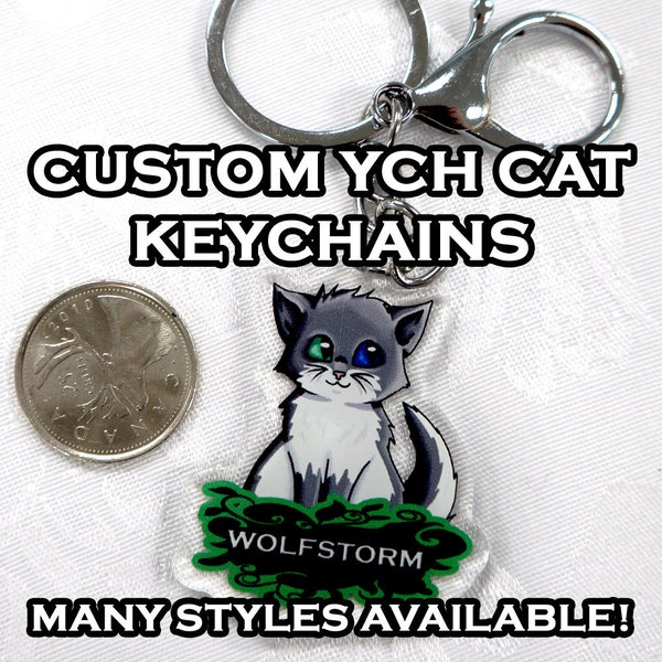 Pre-order Custom Warrior Cats Keychain or Necklace Acrylic YCH 2 inch Charm - Your own character as a charm! -CLOSES April 20th