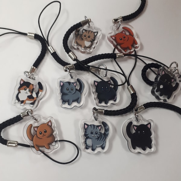 Chibi Warrior Cats 1 Inch Earrings or Phone Charm- Double Sided Acrylic