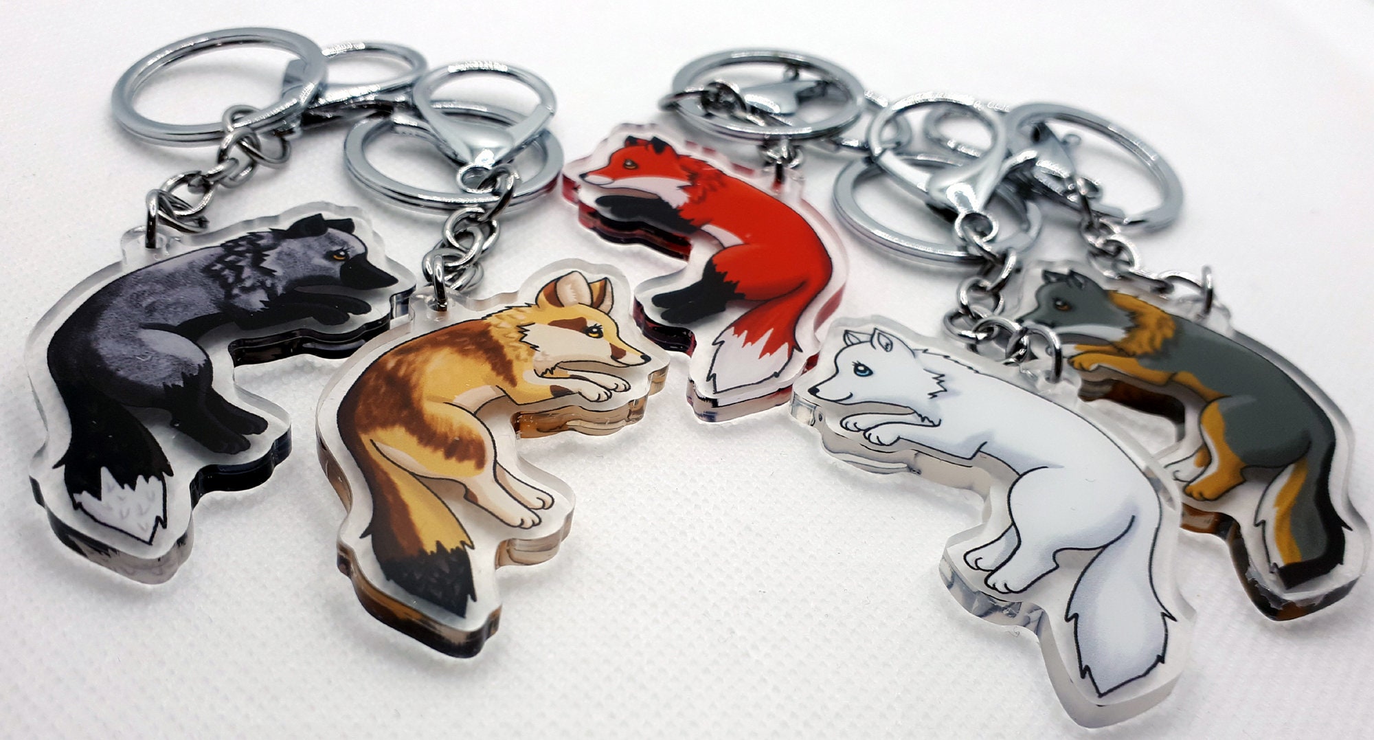Jumping Fox Clear Acrylic 2 Inch Keychain or 65 Cm Necklace