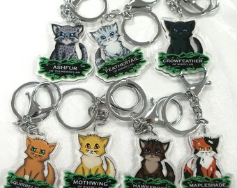 Warriors Cats Double Sided 2 Inch Acrylic Keychains or 65cm 