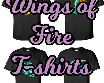 Wings of Fire Dragon WoF T-shirts- Multiple Characters, Styles, Colours and Sizes Available!