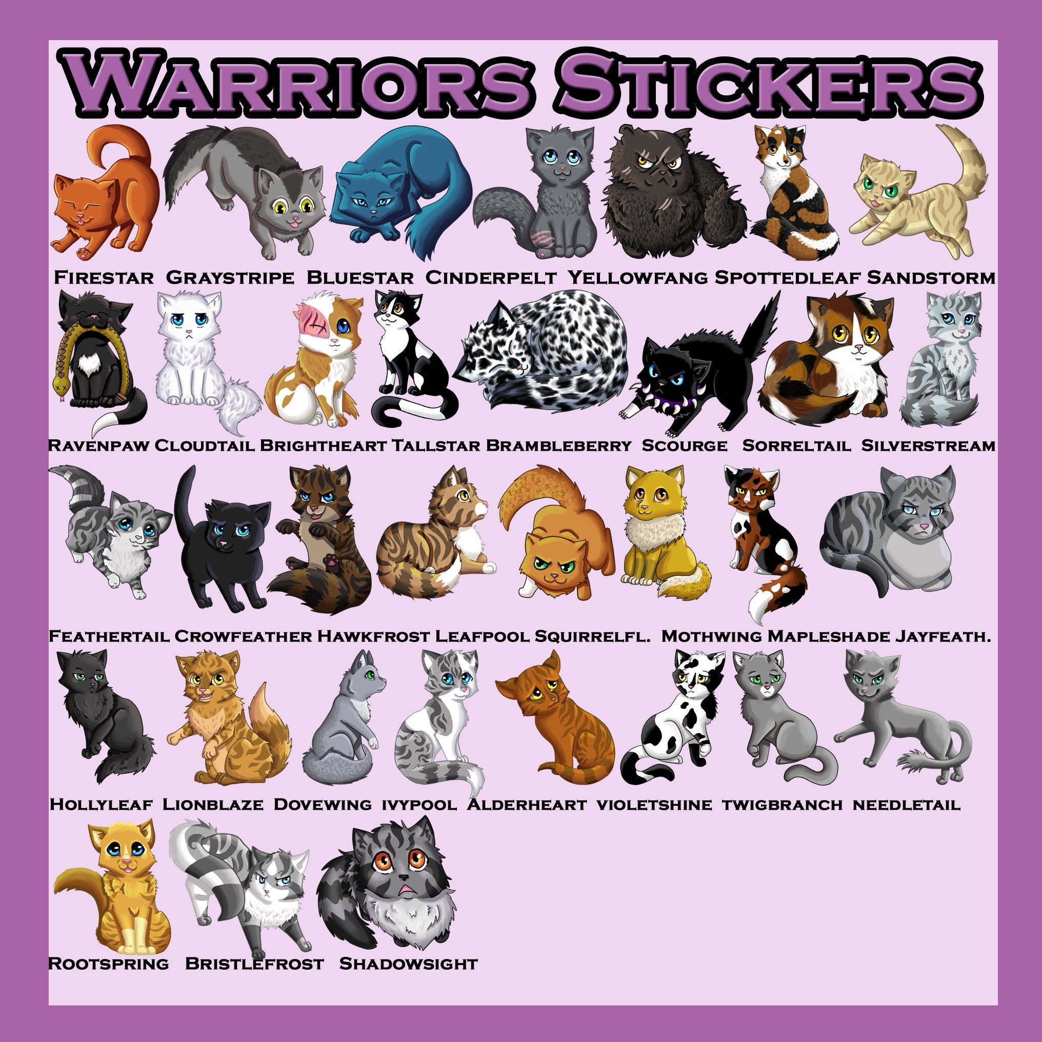 Stickers Warrior Cats Villains Tigerstar Scourge Mapleshade Ashfur  Hawkfrost Glossy