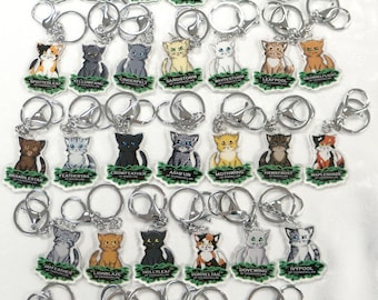 Warriors Cats Double Sided 2 inch Acrylic Keychains or 65cm Necklace - Firestar, Bluestar, Graystripe, Jayfeather, Squirrelflight and more!