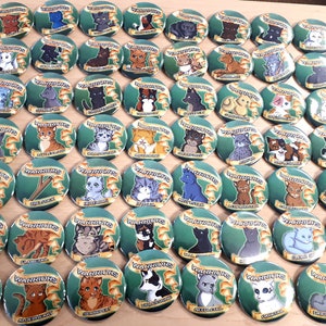 Warriors Cats Button Pins - 1.25 OR 2.25- Includes Firestar, Graystripe, Jayfeather, Hollyleaf, Scourge, Bluestar, Yellowfang and much more!