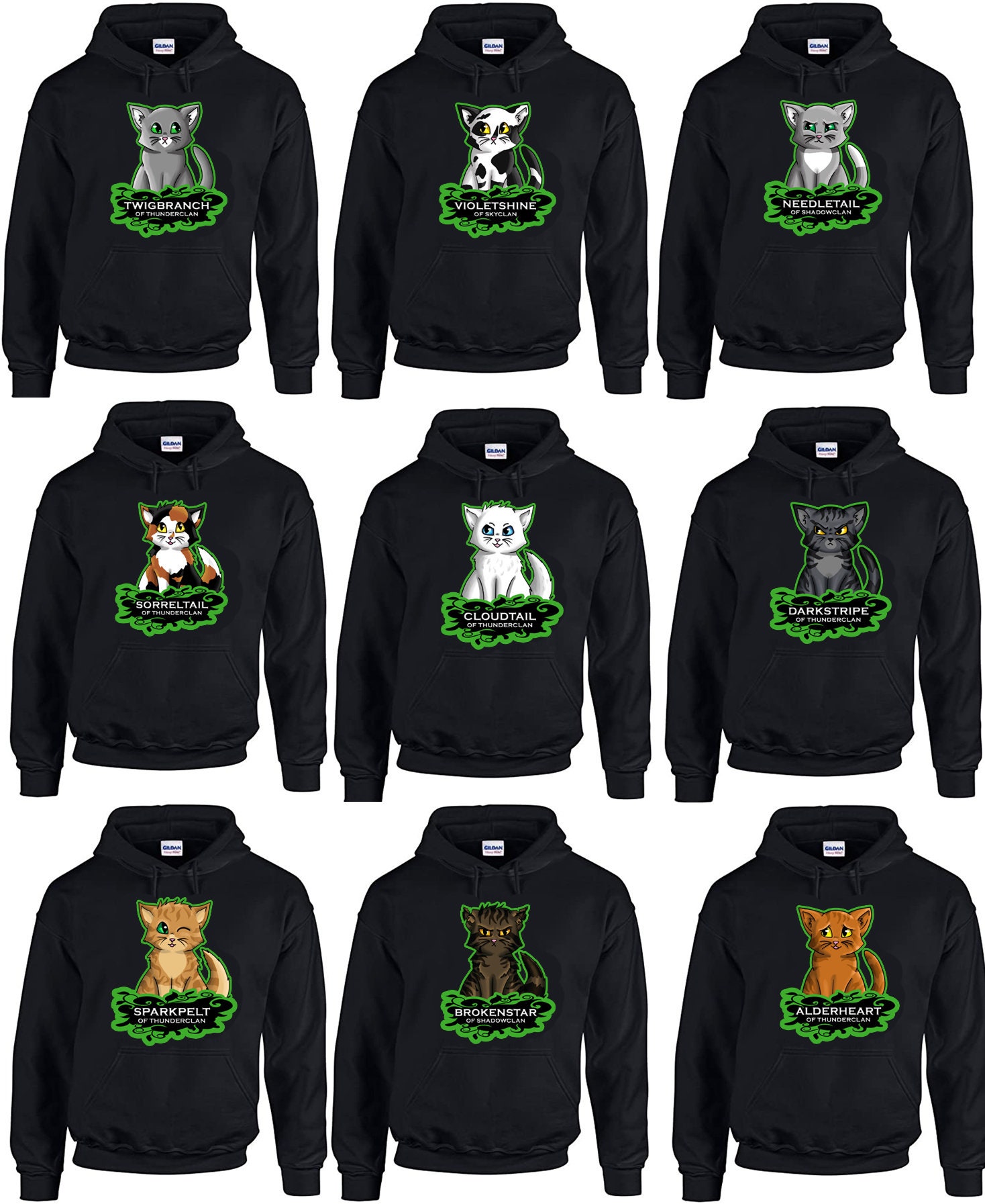 Warriors Cats Character Hoodie Multiple Characters Styles Etsy Canada