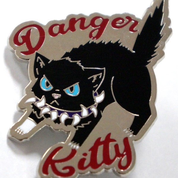 Geißel "Gefahr Kitty" niedlich 2 Zoll Emaille Pins Krieger Katzen Krieger