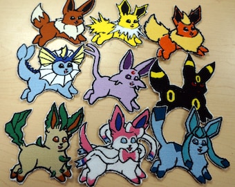 Toppa ricamata da stirare con il simpatico Eevee Eeveelution Jolteon Flareon Vaporeon Espeon Umbreon Leafeon Glaceon Sylveon