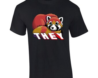 Red Panda Pronoun T-shirt - Multiple Colours or Sizes Available